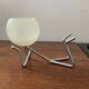 Pair of vintage candle holders 80s in stainless steel and glass paste