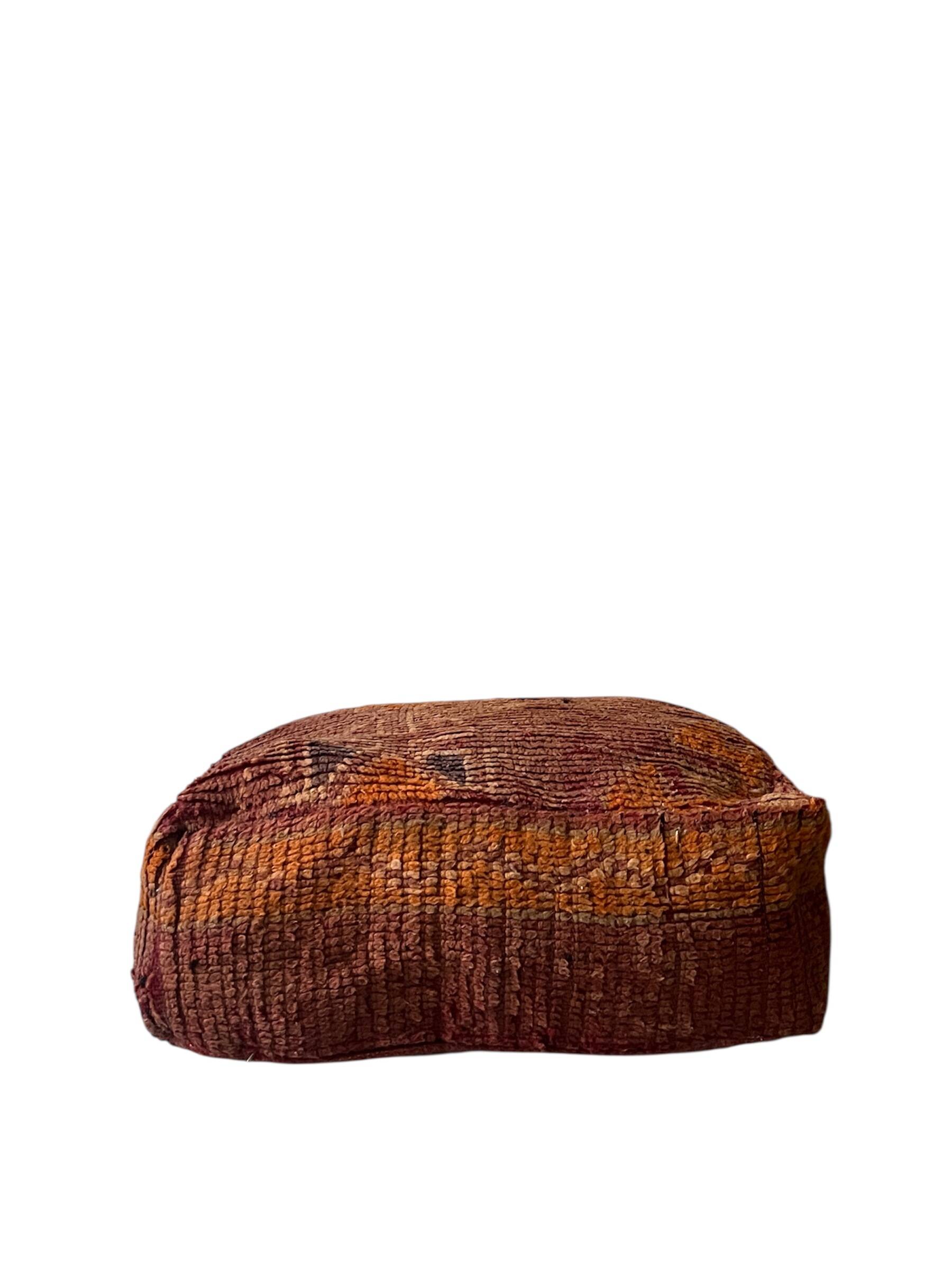 Vintage Berber pouf in handwoven wool