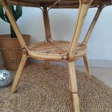 Round rattan side table 60s -70s / vintage