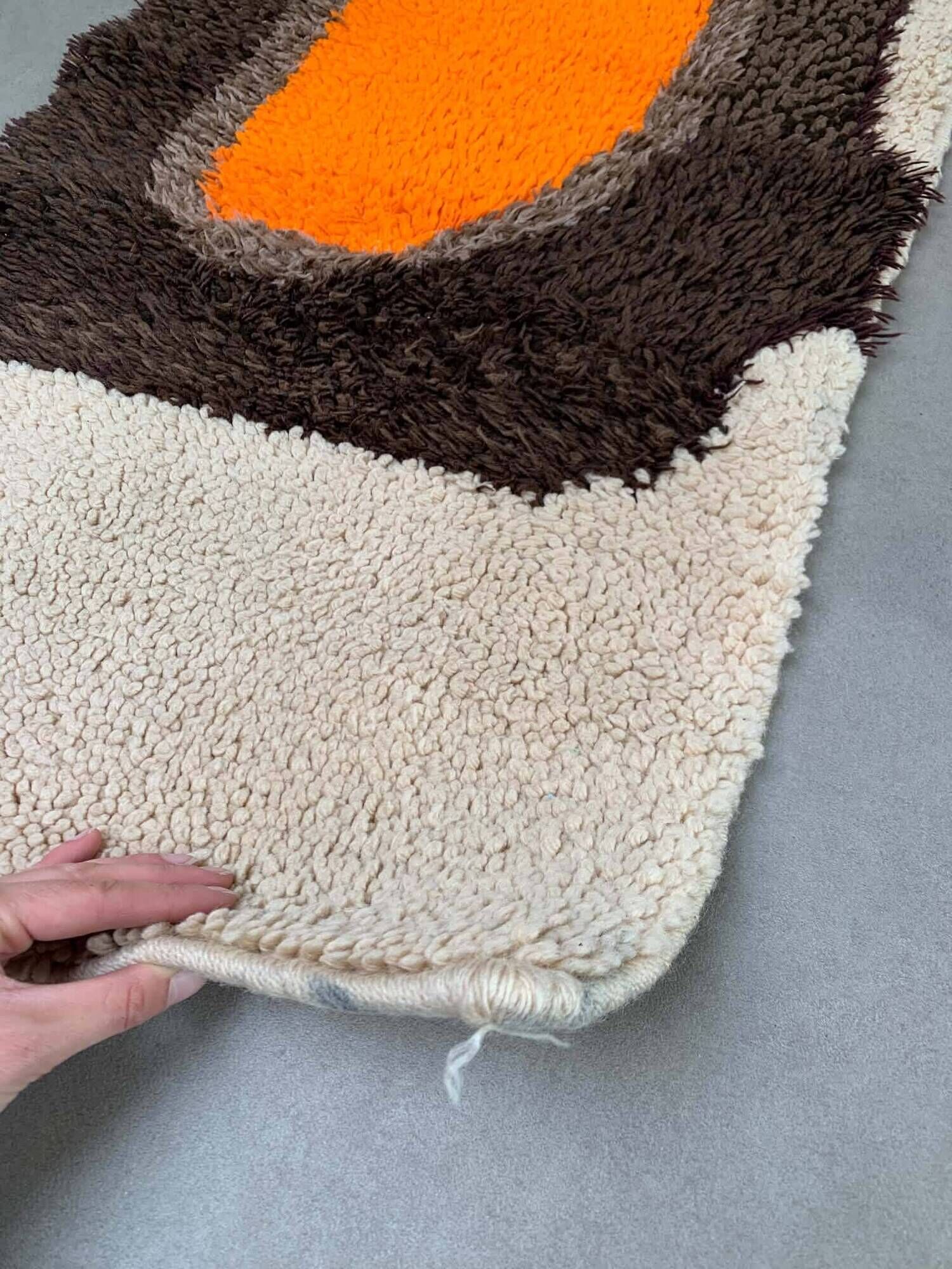 Pair of wool bedside rugs in Scandinavian style, 1970.