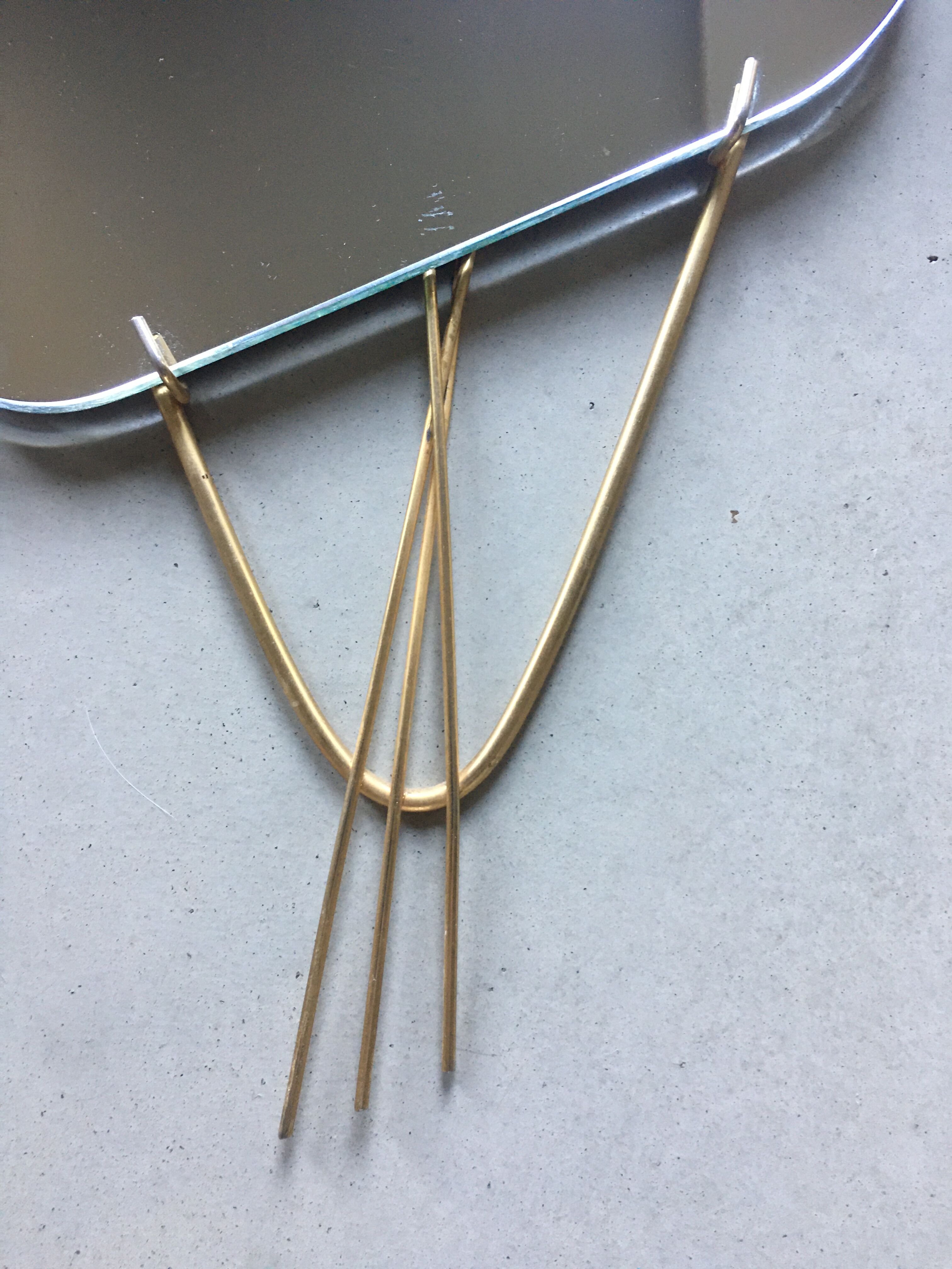 Vintage gold metal mirror 33x61cm