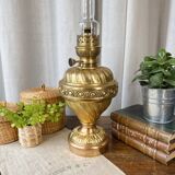 Large gilded brass oil lamp