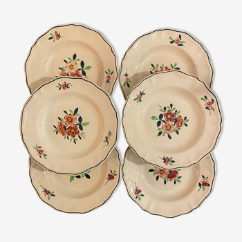 6 assiettes creuses Sarreguemines modèle Amazonas de 1940