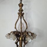 LOUIS XV style chandelier in gilded and patinated bronze with draped women
