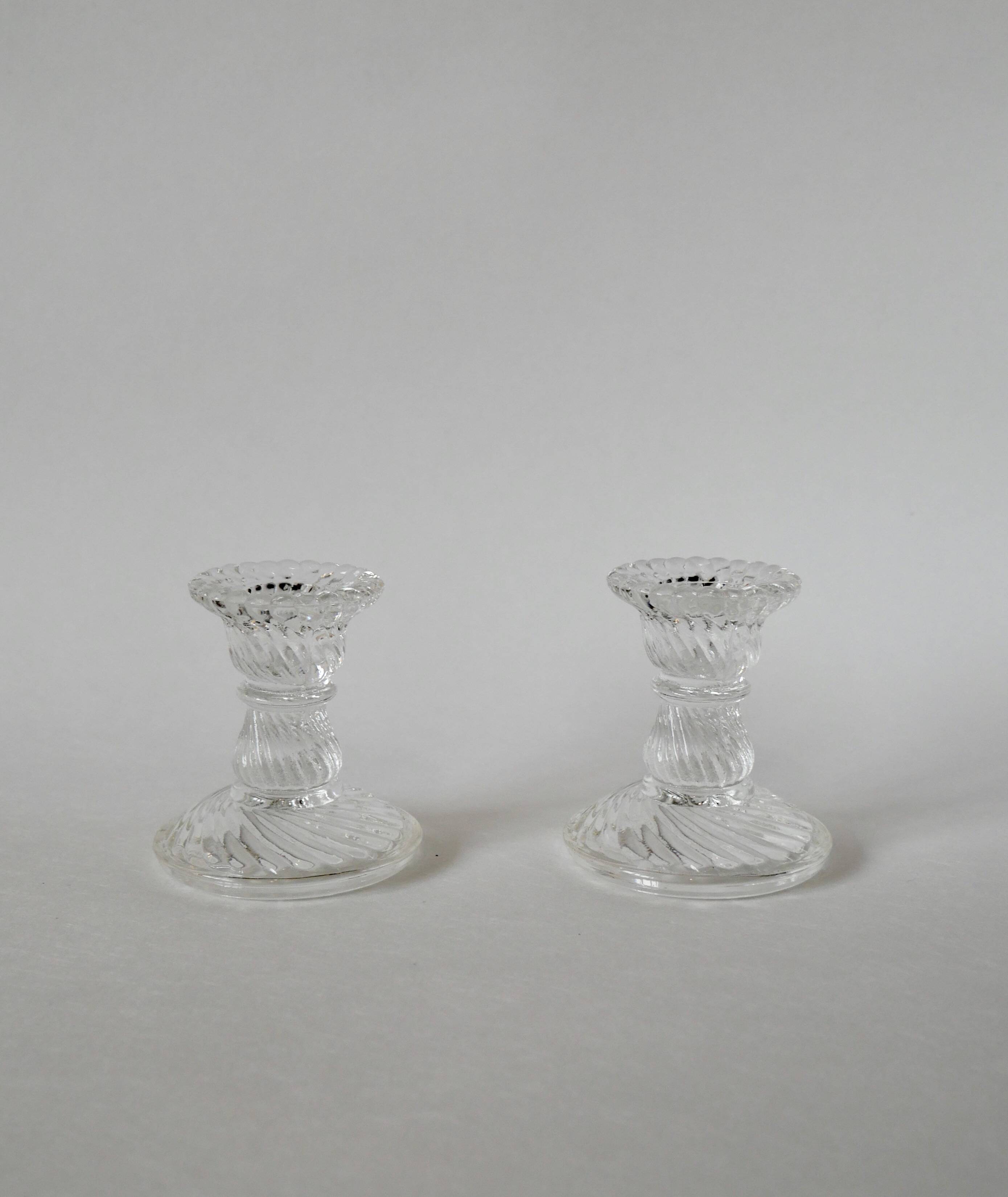 pair of molded glass candlesticks 1950