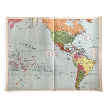 Carte politique ancienne Nouveau Continent | Amériques, Pacifique, Océ