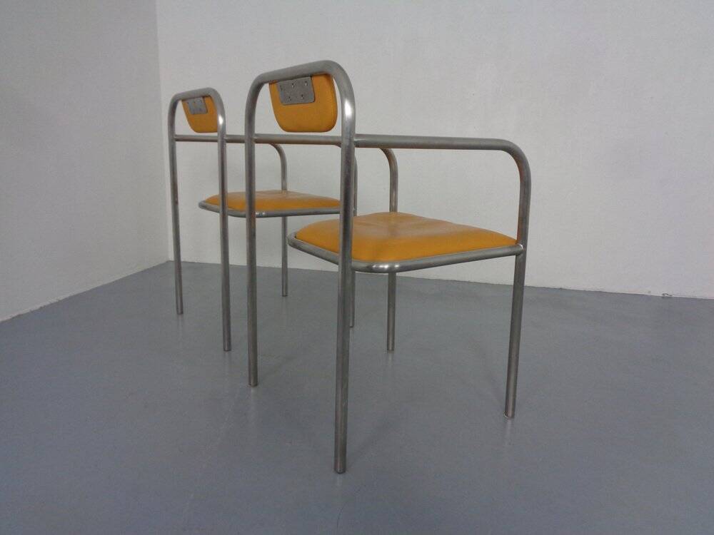 Set of Minimalist Tubular Steel Armchairs by Thomas Wendtland, 1970s