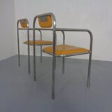 Set of Minimalist Tubular Steel Armchairs by Thomas Wendtland, 1970s