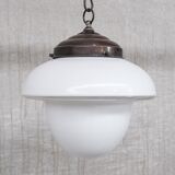 Mid-century french glass two tone opaline pendant light