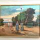Oil painting "public garden" under glass, 1960s-70s
