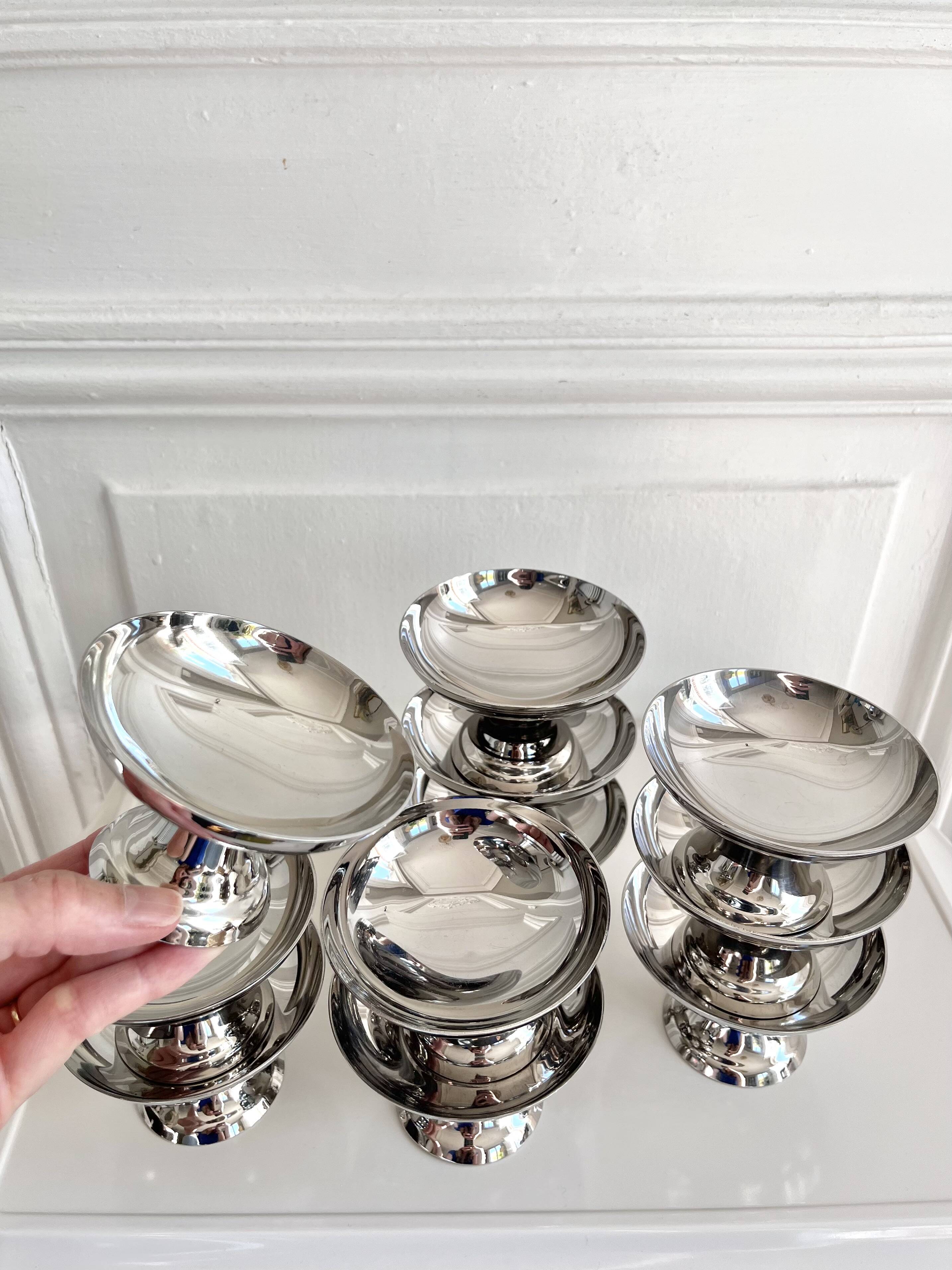 10 vintage stainless steel cups