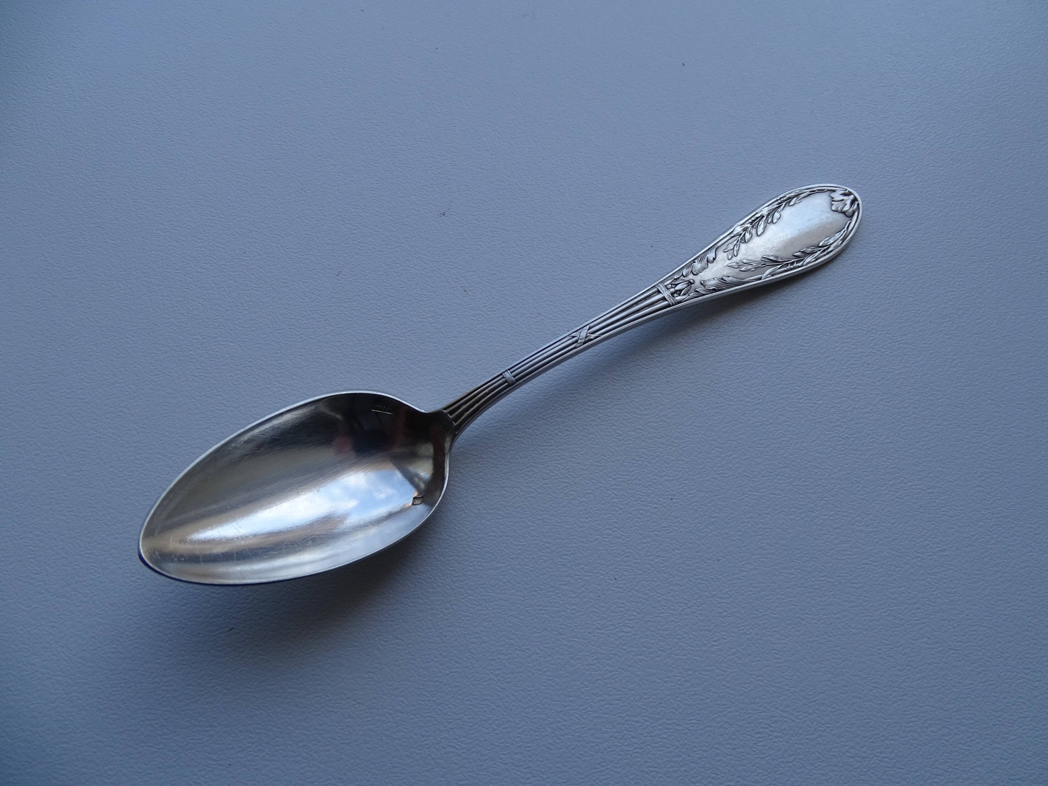 12 dessert spoons Apollo silver metal 1920 in case