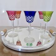 Very large round mirrored tray, in aluminium, 45cm, France, 1950
