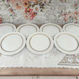 Set of 7 Limoges porcelain dinner plates by A. Vignaud
