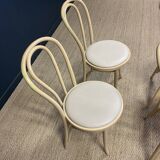 Set of 4 Thonet type bistro chairs light curved wood & Skaï GO IN Germany