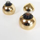 Set (2) of petite playful brass ‘ball’ wall lights, Italy 1970’s