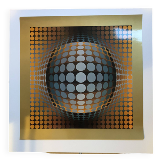 Héliogravure Vega - Zett de Victor Vasarely 60x60cm, tirage de 1974