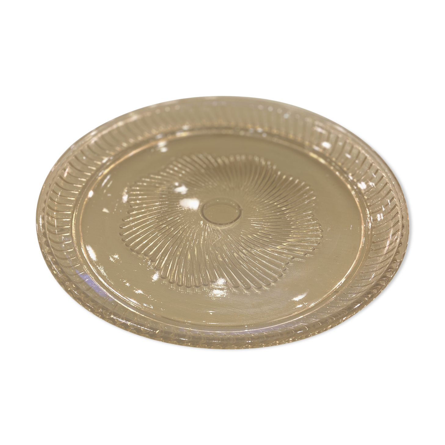 Plat rond en verre gris fumé