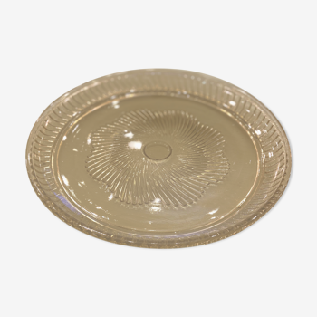 Round dish in smoky grey glass