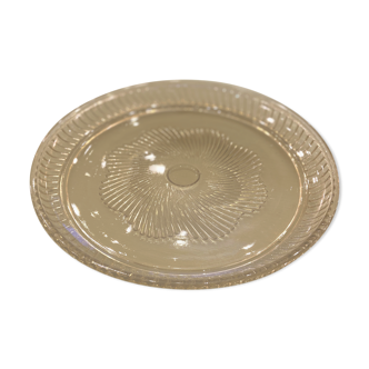 Round dish in smoky grey glass