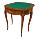 Half-moon gaming table in Louis XV style, made of precious wood marquetry.