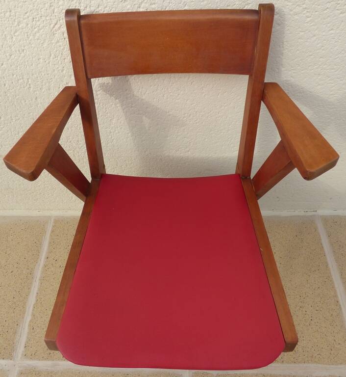 1950s design office chair with compass feet and red Sky seat