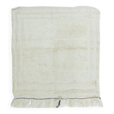 Tapis d'accent turc Tulu vintage minimaliste fait à la main en laine beige naturelle.