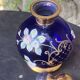 Perfume bottles, in hand-painted blue Bohemian crystal, antique.