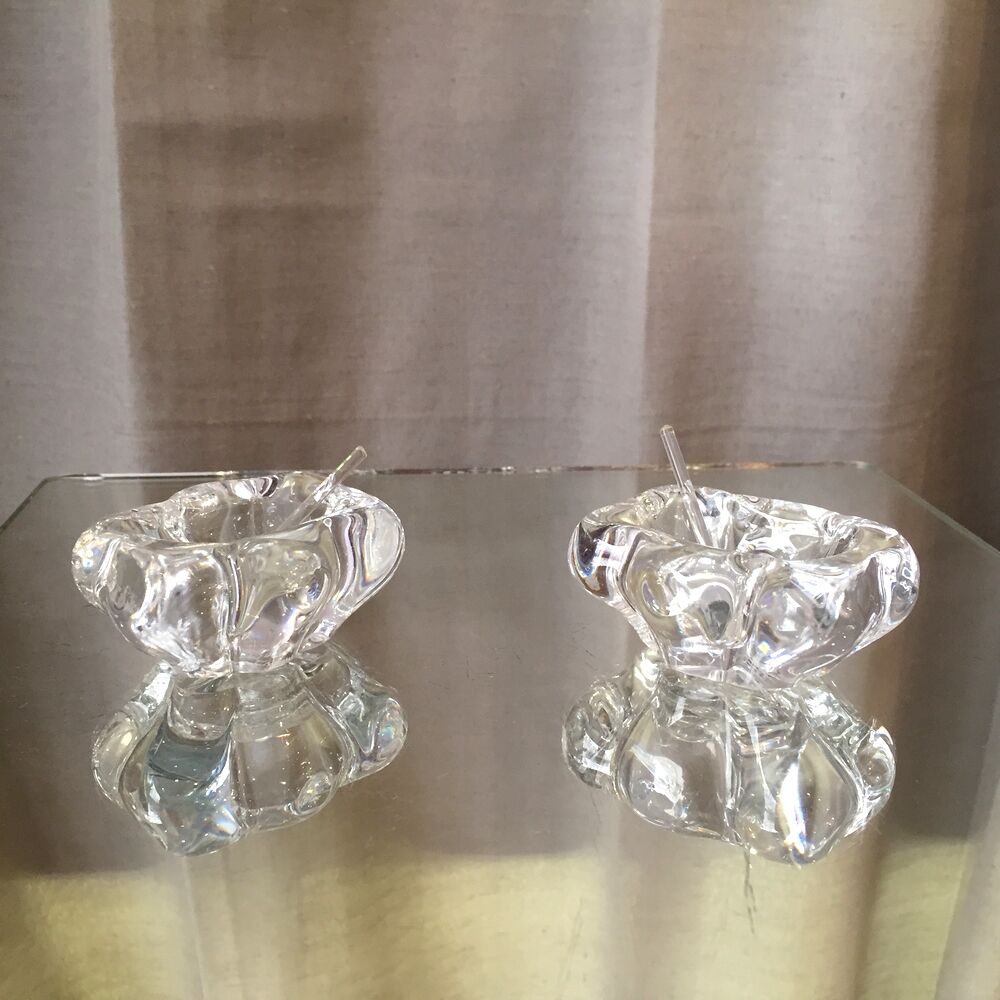 Duo of daum crystal salters in their original box