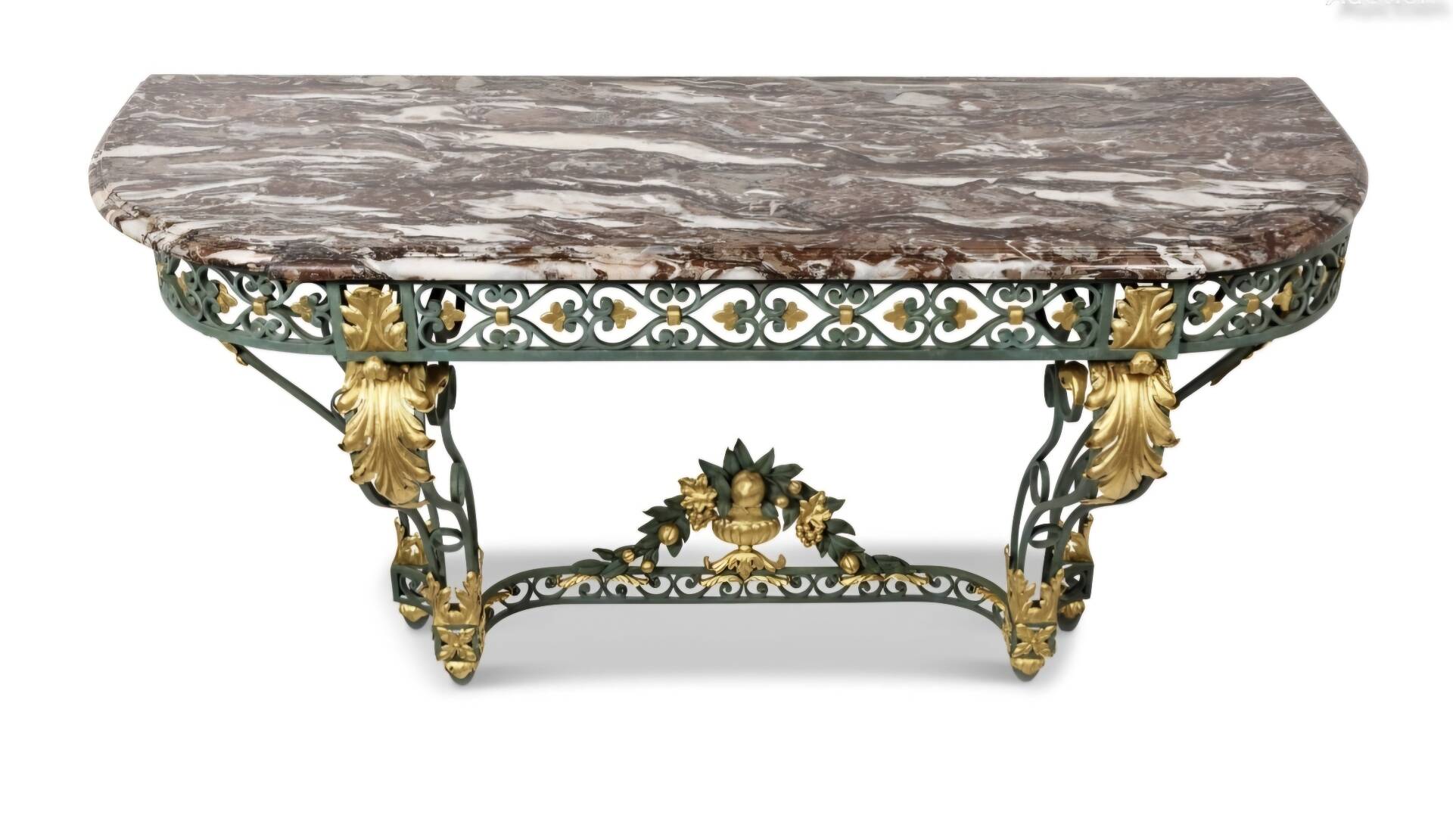 Wrought iron console in Louis XV style, 19th century.
