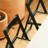 4 black cane folding chairs