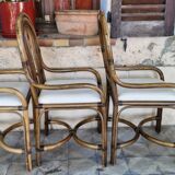 4 fauteuils vintage en Bambou 70's  dans le style Maugrion Roche Bobois