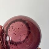small purple ball vase in vintage bubbled glass signed biot