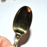 Precious set of 6 teaspoons and its sugar tongs in SOLID SILVER plated Gold Vermeil 19th s