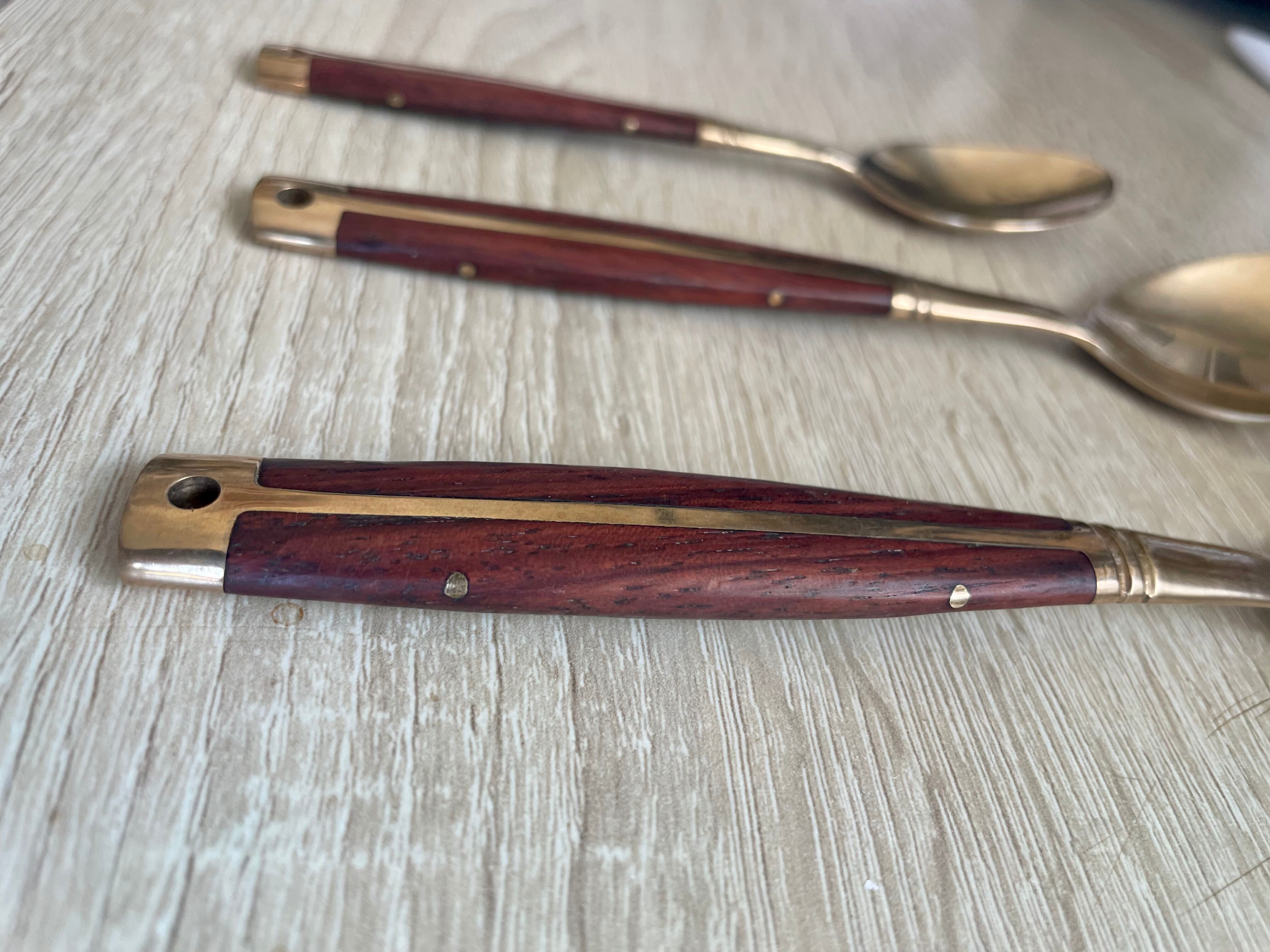 Cutlery in brass and rosewood 24pcs