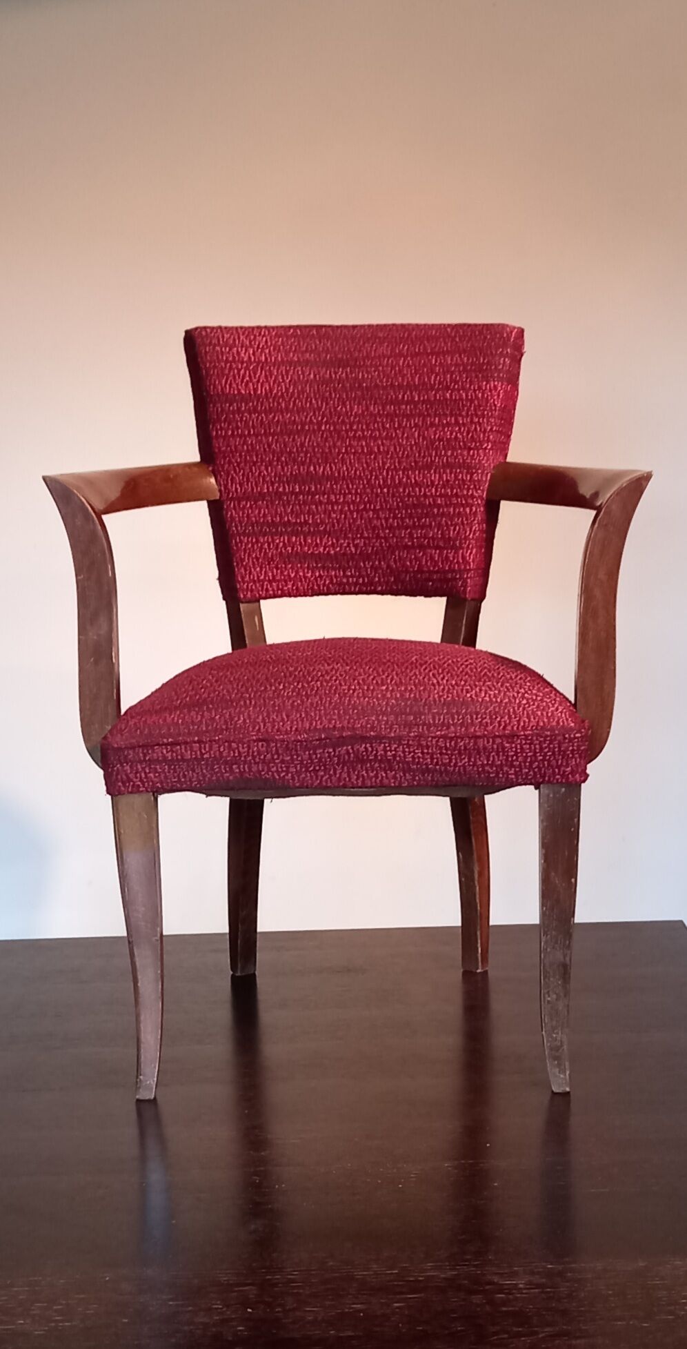Pair of red Art Deco bridges chairs. Fully original. TBE