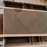 COFFEE TABLE STAINLESS STEEL, LEATHER AND WOOD. House Saulaie. Art Deco style