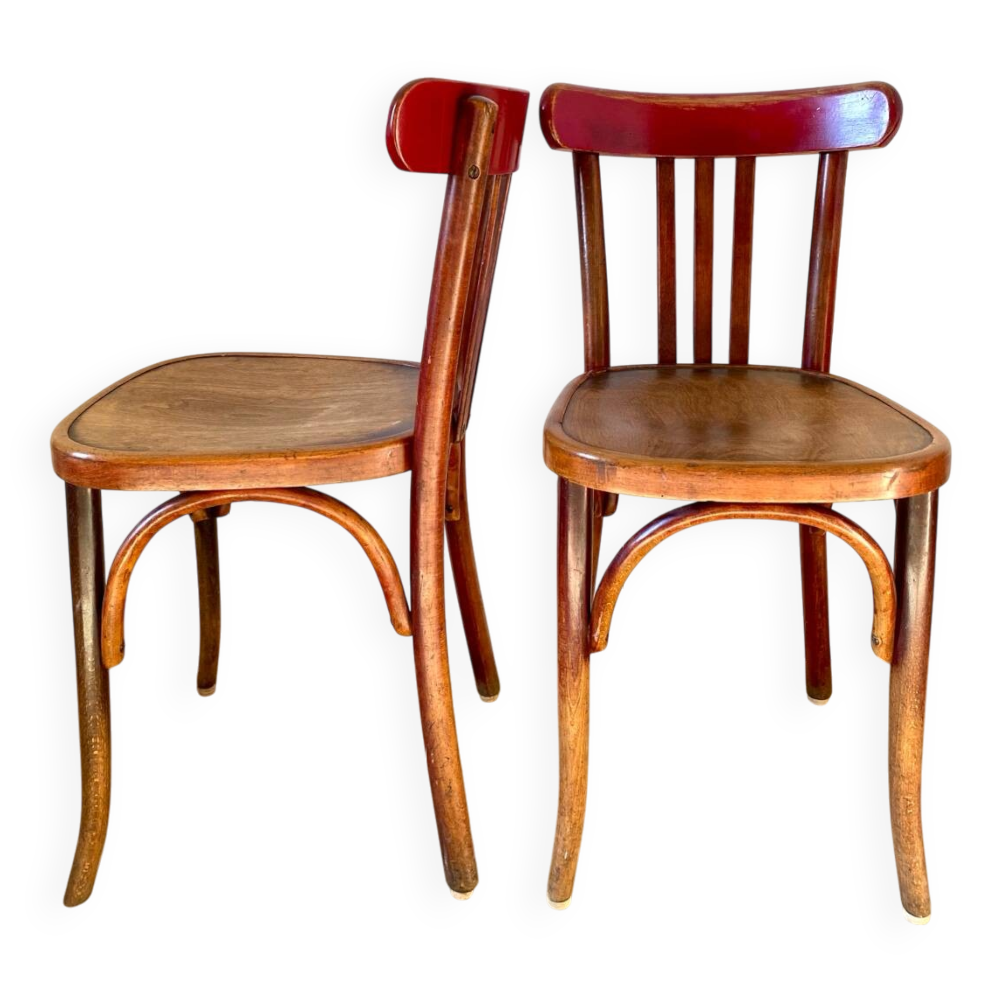 Pair of red Fischel chairs