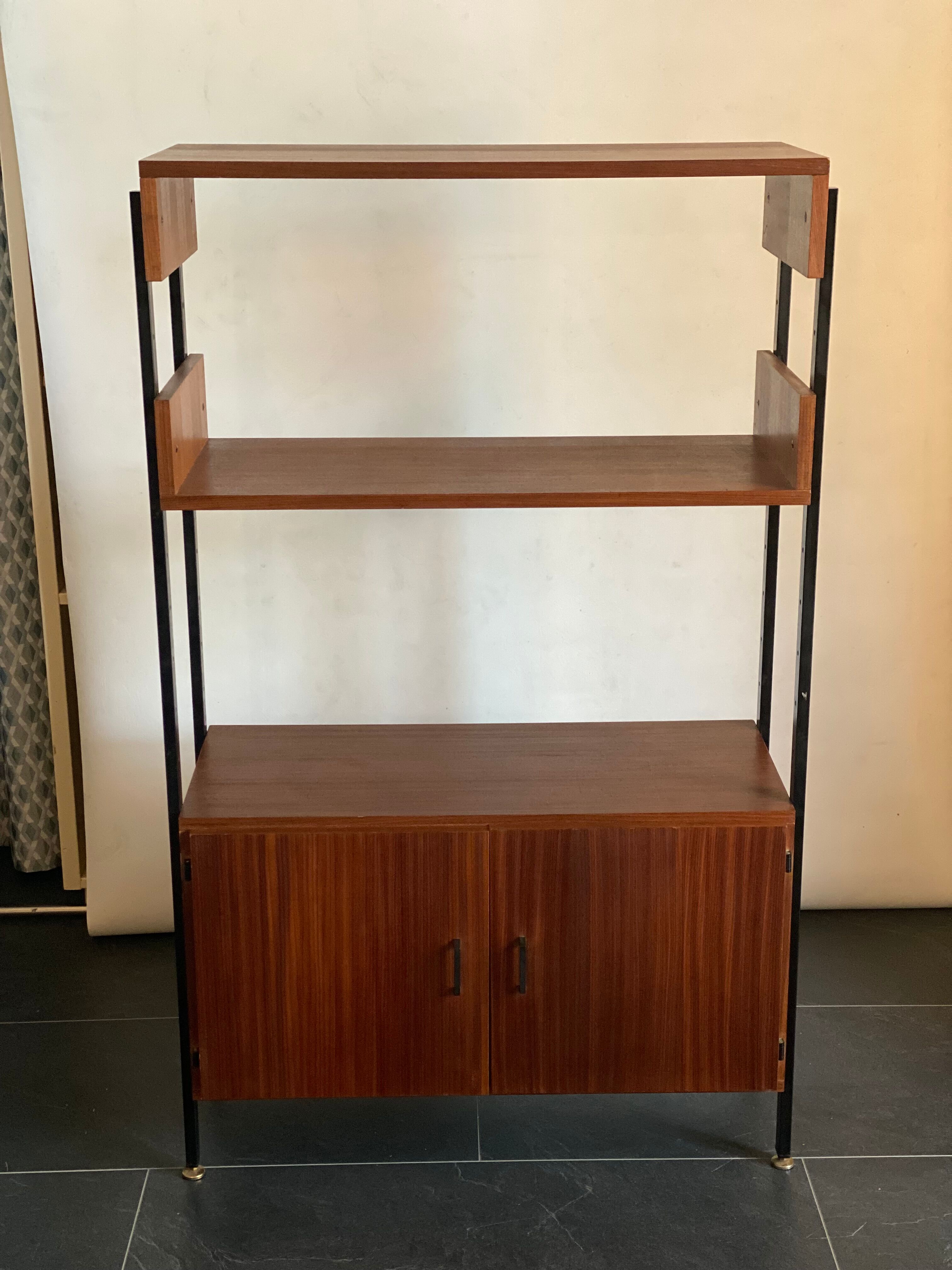 Vintage Teak and Metal Wall Unit