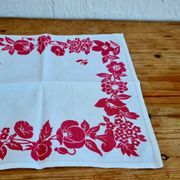 4 serviettes de table vintage blanches à fleurs roses