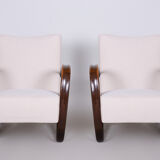 Pair of white Halabala armchairs madein 1930s Czechia by Up Zavody
