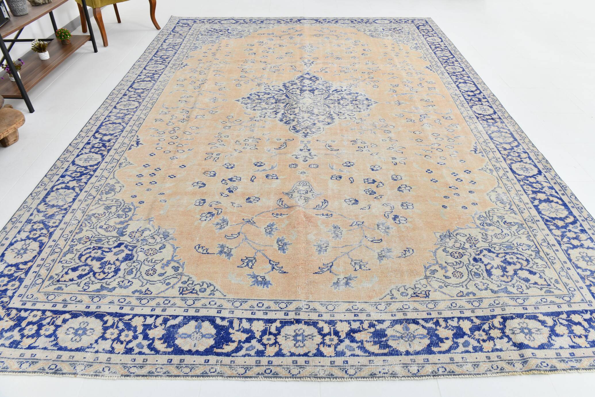 10x13 Blue & Light Orange Classic Antique Vintage Rug, 291x406Cm