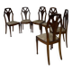 Ensemble de 6 chaises de salle à manger en noyer sculpté Art Déco, années 1920/1930