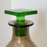 Carafe et 2 verres en verre vert et marron modèle original