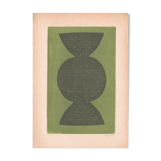 Painting on paper by Eawy monotype illustration M330