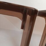 Pair of vintage 70s smoked plexiglass coffee tables by Prisunic