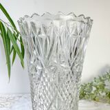 Vintage glass vase with geometric pattern