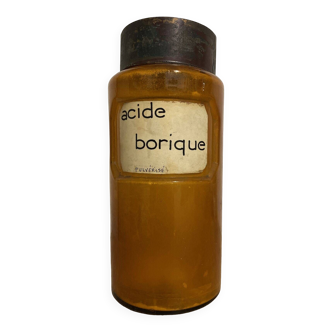 Old brown glass medicine jar 27cm Boric Acid