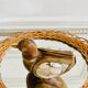 Wood brass duck and mother-of-pearl
