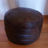 Leather patchwork pouf, vintage 70'S by Sede